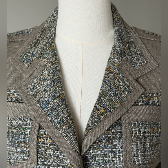 Elie Tahari Gray Tweed & Linen Blazer-Xs/S - Picture 3 of 16